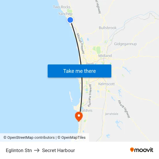 Eglinton Stn to Secret Harbour map