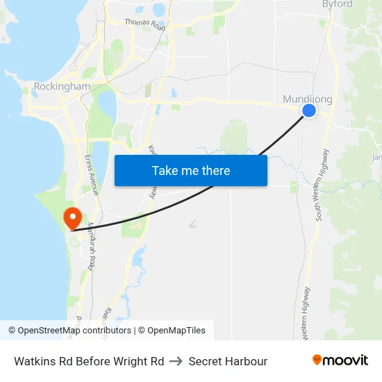 Watkins Rd Before Wright Rd to Secret Harbour map