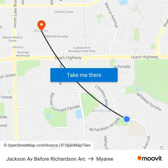Jackson Av Before Richardson Arc to Myaree map