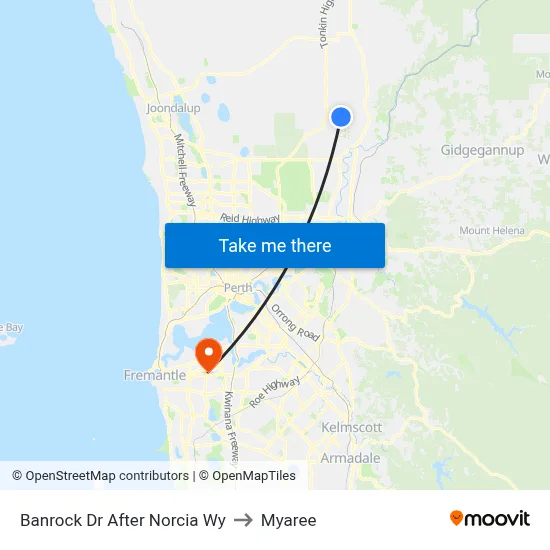 Banrock Dr After Norcia Wy to Myaree map