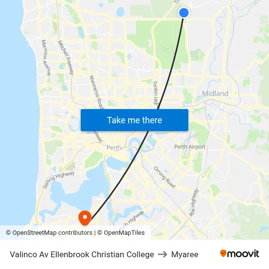 Valinco Av Ellenbrook Christian College to Myaree map