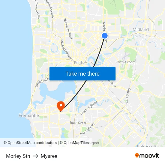 Morley Stn to Myaree map