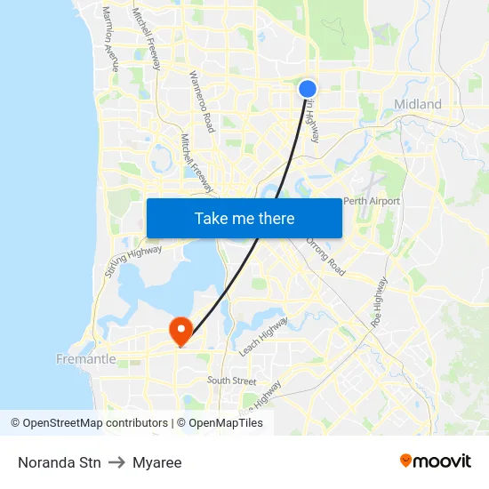 Noranda Stn to Myaree map