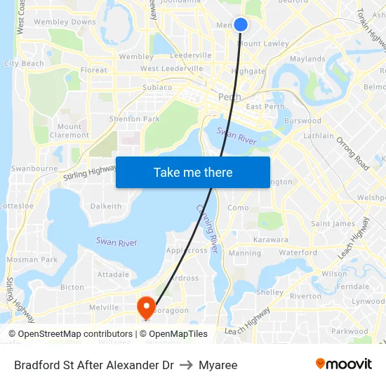 Bradford St After Alexander Dr to Myaree map