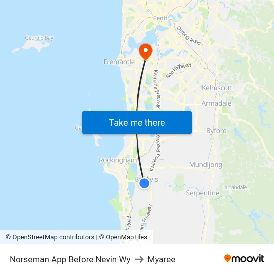 Norseman App Before Nevin Wy to Myaree map