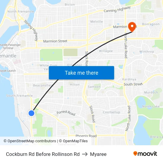 Cockburn Rd Before Rollinson Rd to Myaree map