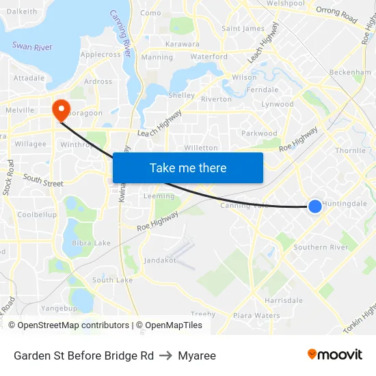 Garden St Before Bridge Rd to Myaree map
