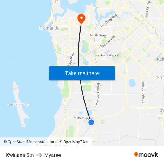 Kwinana Stn to Myaree map