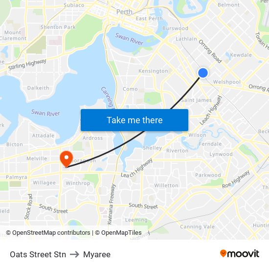 Oats Street Stn to Myaree map