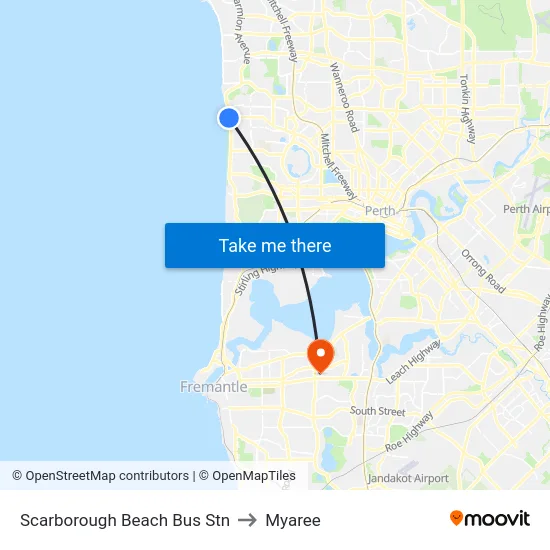 Scarborough Beach Bus Stn to Myaree map