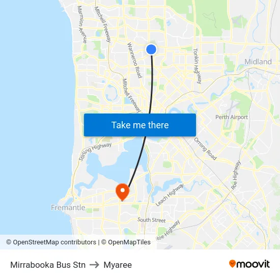 Mirrabooka Bus Stn to Myaree map