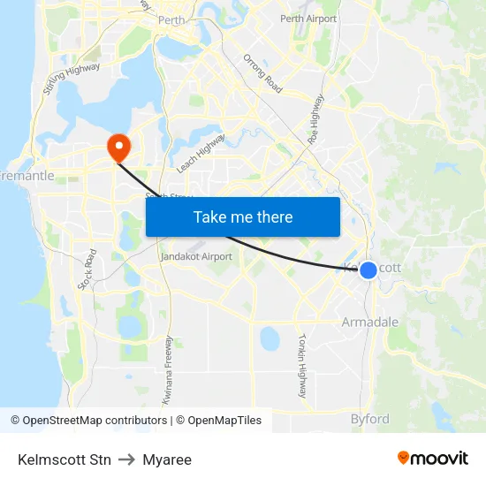 Kelmscott Stn to Myaree map
