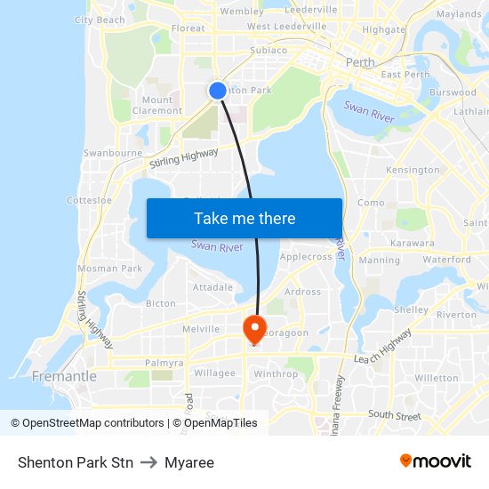 Shenton Park Stn to Myaree map