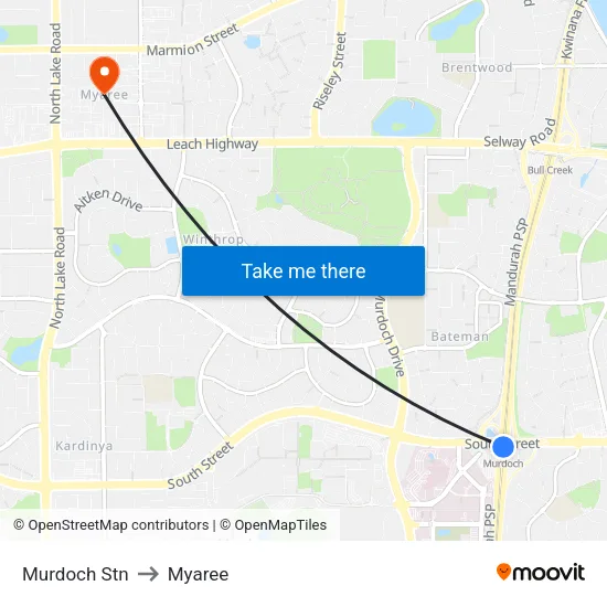 Murdoch Stn to Myaree map