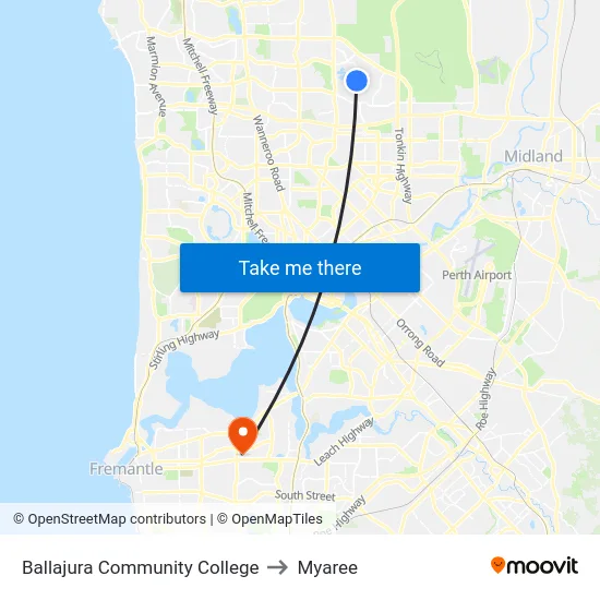 Ballajura Community College to Myaree map