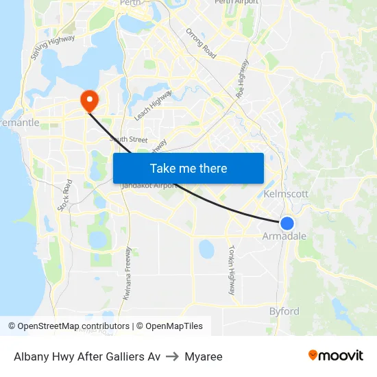 Albany Hwy After Galliers Av to Myaree map
