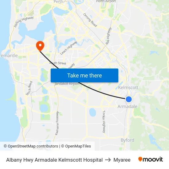 Albany Hwy Armadale Kelmscott Hospital to Myaree map