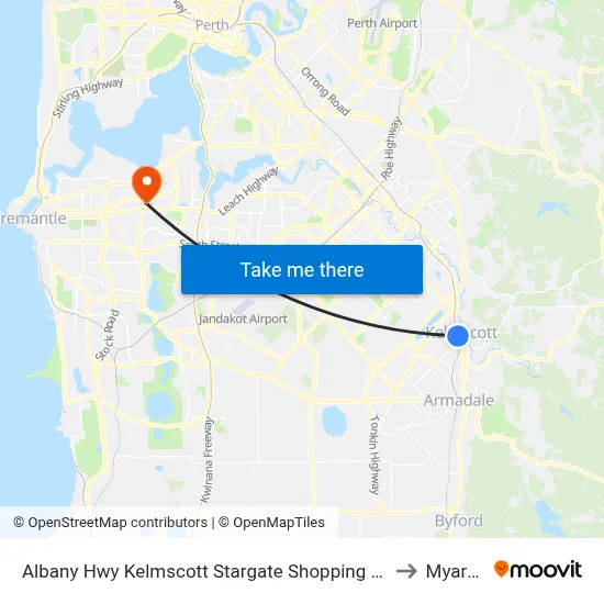 Albany Hwy Kelmscott Stargate Shopping Ctr to Myaree map