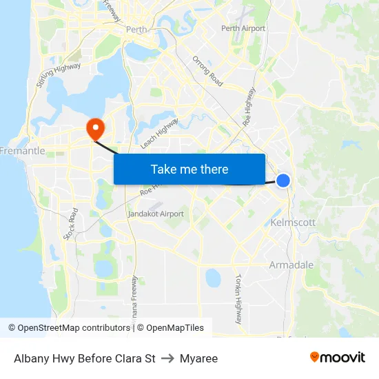 Albany Hwy Before Clara St to Myaree map