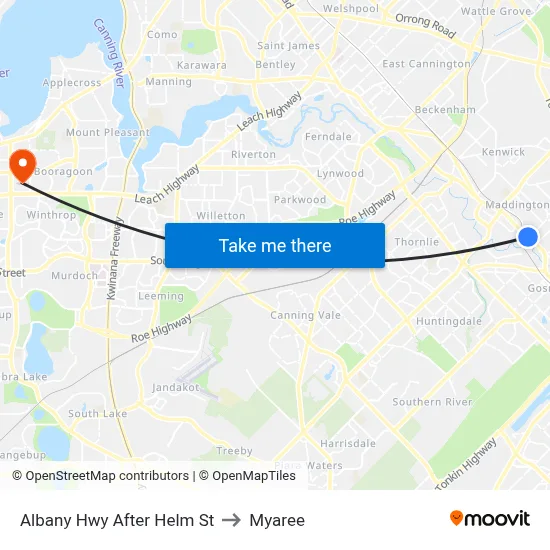 Albany Hwy After Helm St to Myaree map