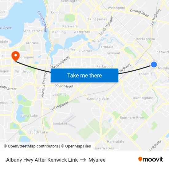 Albany Hwy After Kenwick Link to Myaree map
