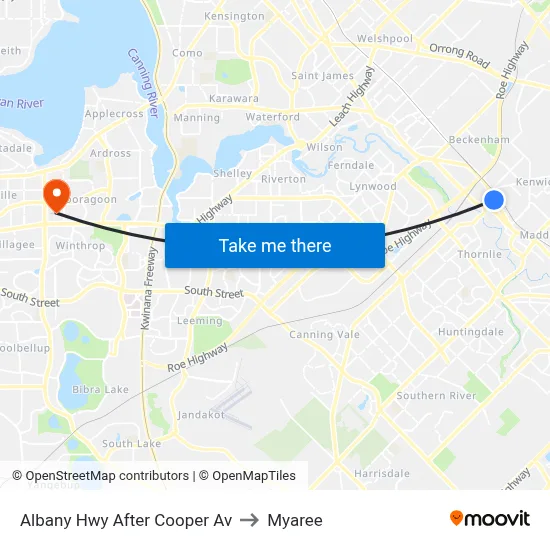 Albany Hwy After Cooper Av to Myaree map