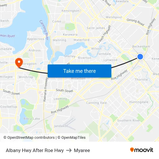 Albany Hwy After Roe Hwy to Myaree map