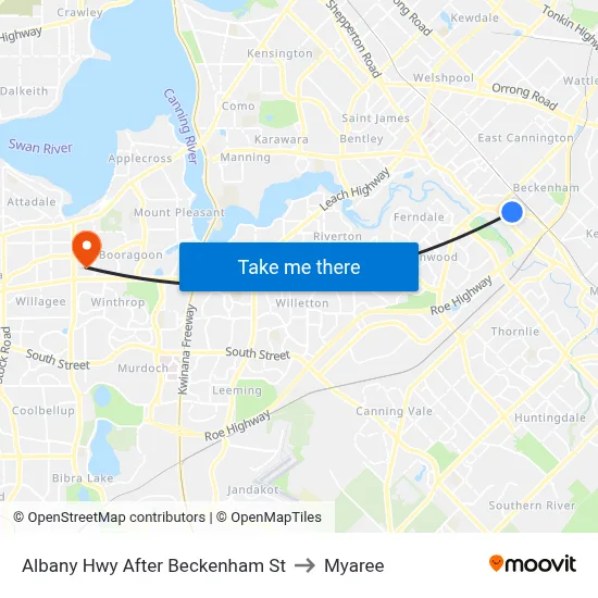 Albany Hwy After Beckenham St to Myaree map