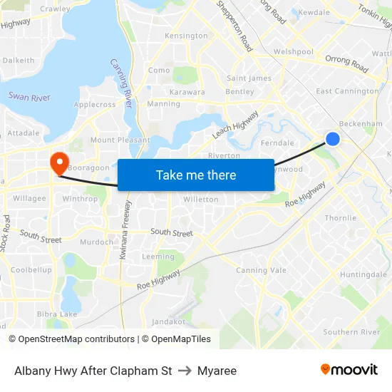 Albany Hwy After Clapham St to Myaree map