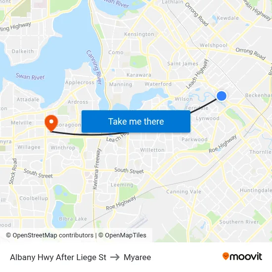 Albany Hwy After Liege St to Myaree map
