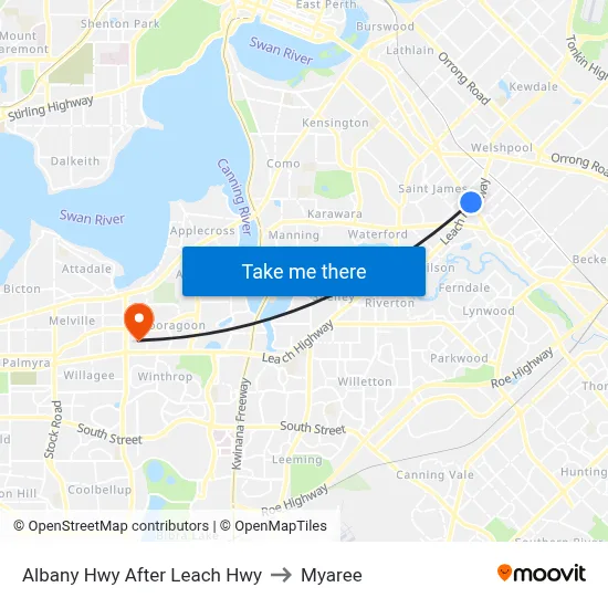 Albany Hwy After Leach Hwy to Myaree map