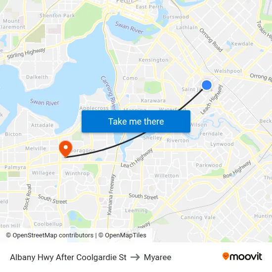 Albany Hwy After Coolgardie St to Myaree map