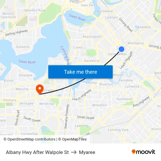 Albany Hwy After Walpole St to Myaree map