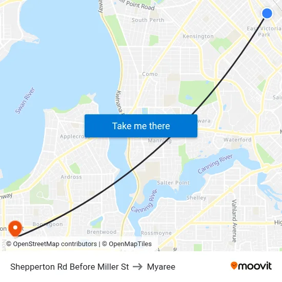 Shepperton Rd Before Miller St to Myaree map