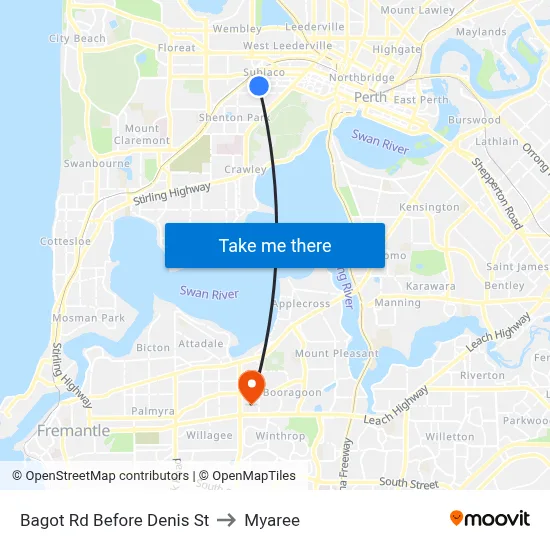 Bagot Rd Before Denis St to Myaree map