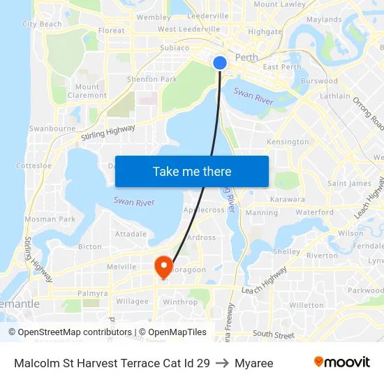 Malcolm St Harvest Terrace Cat Id 29 to Myaree map