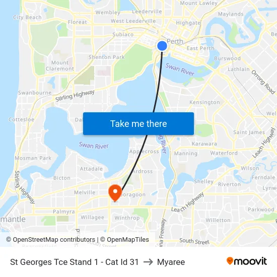 St Georges Tce Stand 1 -  Cat Id 31 to Myaree map