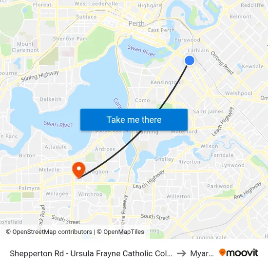 Shepperton Rd - Ursula Frayne Catholic Coll Sen to Myaree map