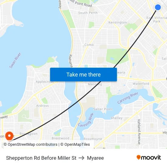 Shepperton Rd Before Miller St to Myaree map