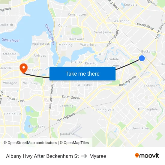 Albany Hwy After Beckenham St to Myaree map