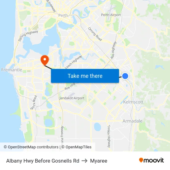 Albany Hwy Before Gosnells Rd to Myaree map