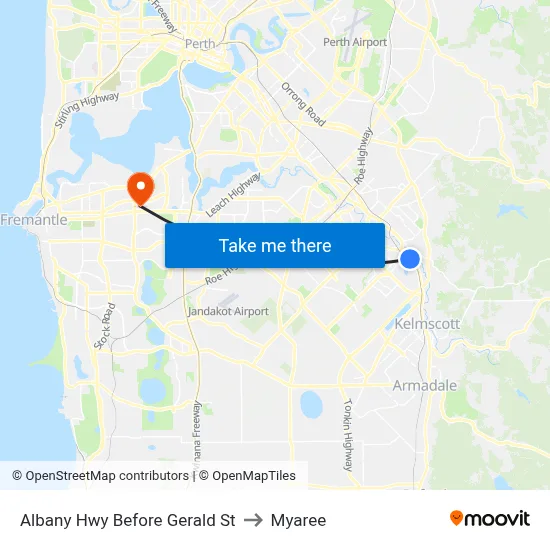 Albany Hwy Before Gerald St to Myaree map