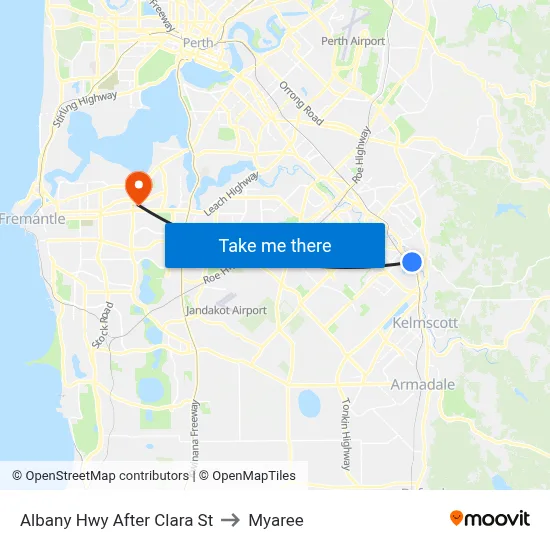 Albany Hwy After Clara St to Myaree map