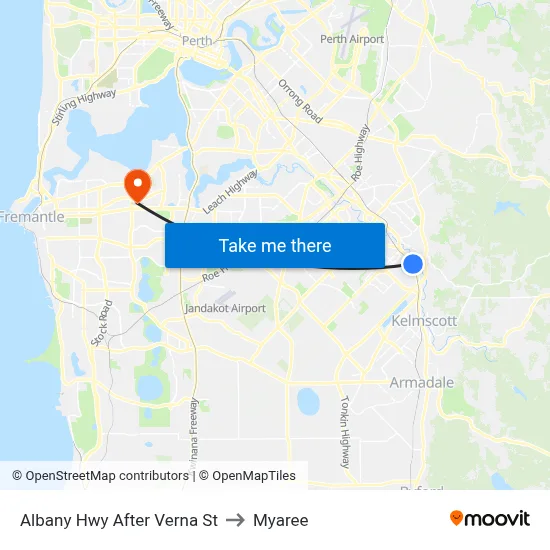 Albany Hwy After Verna St to Myaree map