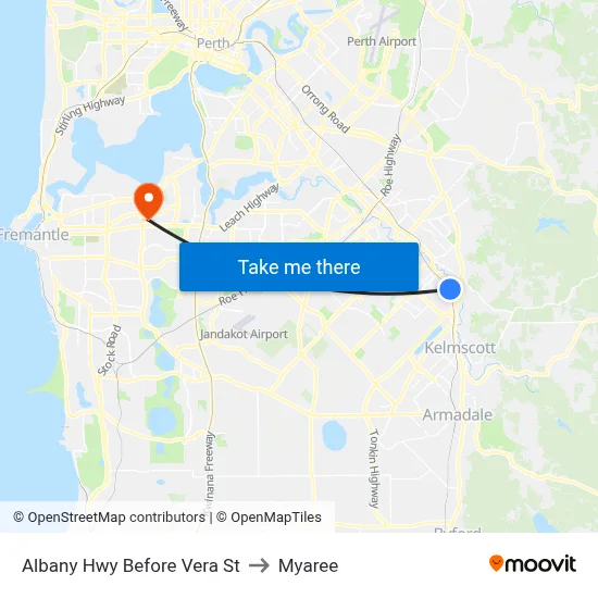 Albany Hwy Before Vera St to Myaree map