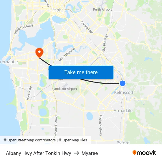 Albany Hwy After Tonkin Hwy to Myaree map