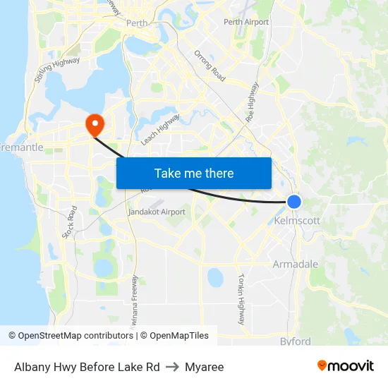 Albany Hwy Before Lake Rd to Myaree map
