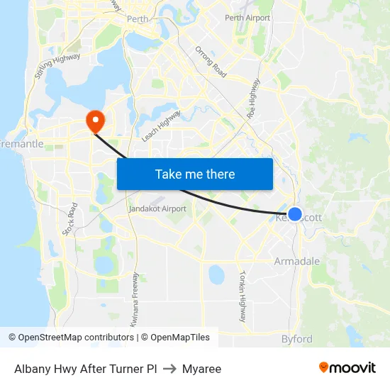 Albany Hwy After Turner Pl to Myaree map