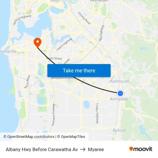 Albany Hwy Before Carawatha Av to Myaree map