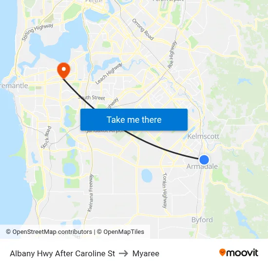 Albany Hwy After Caroline St to Myaree map